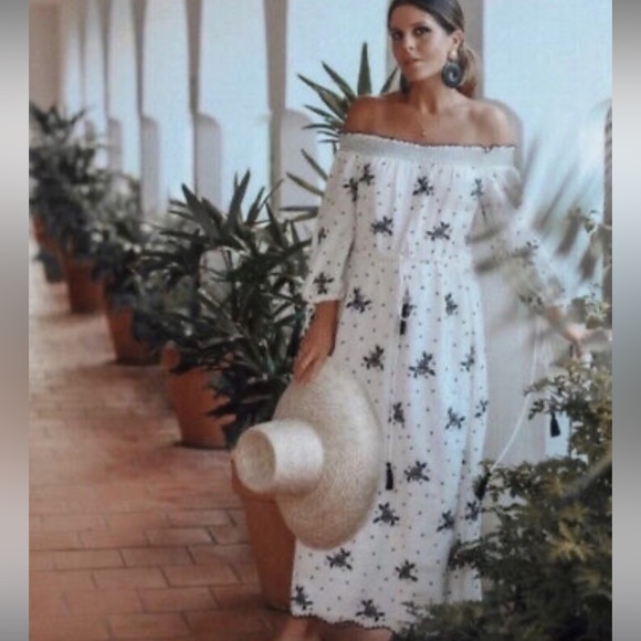 ZARA TRF Collection Women's Embroidered Off Shoulder White Dress in size small - Picture 3 of 4